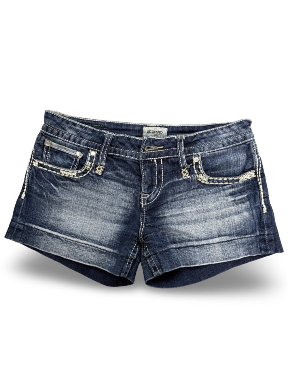 Daytrip Scorpio Jean Shorts Women 29 Blue Embroidered Low Rise Boho Western READ